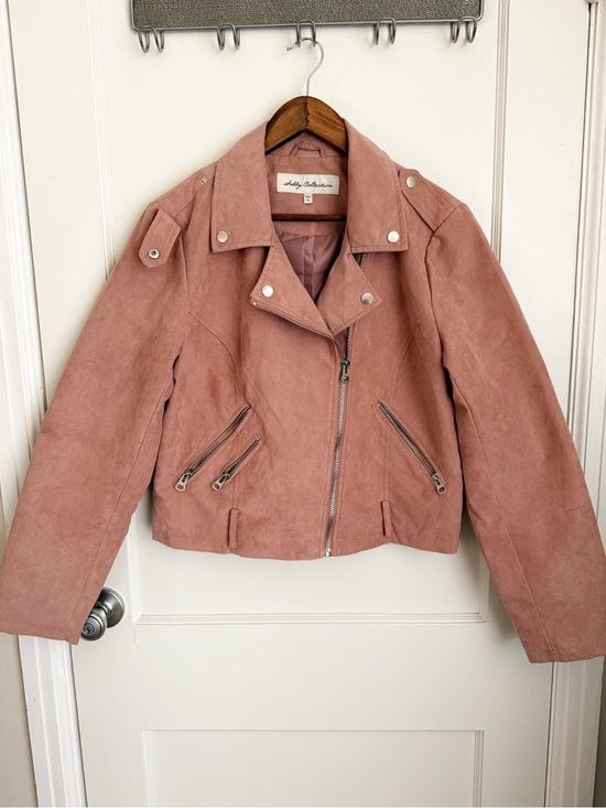 Sebby Collection Jackets & Blazers - Sebby Collection Blush Pink Faux Suede Moto Jacket